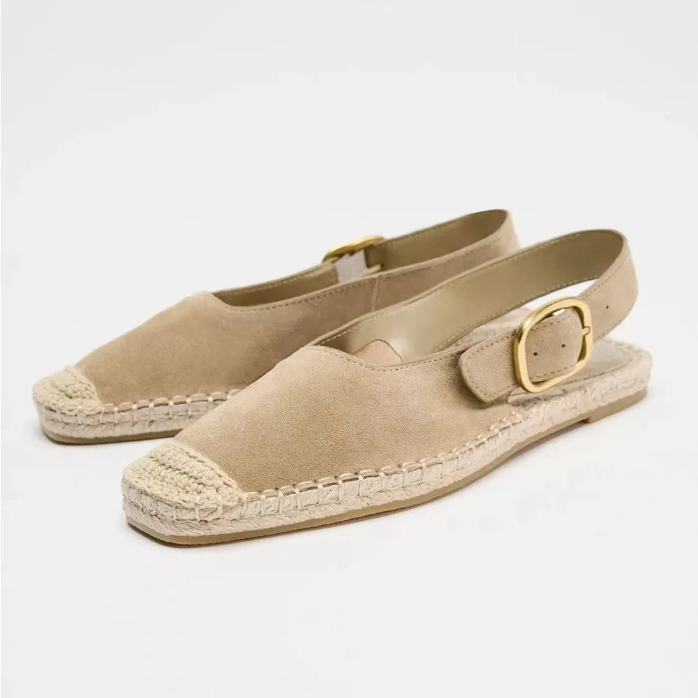 Zara Tan Suede Espadrille Slingbacks
